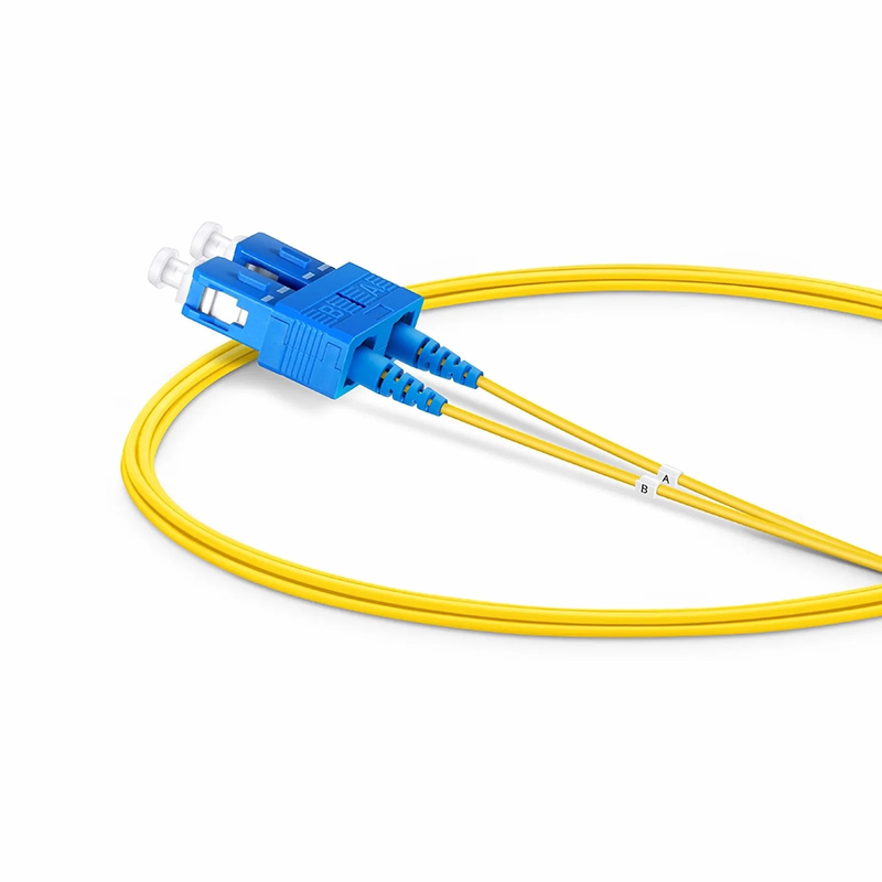 FyberOptix 2m (7ft) Fiber Patch Cable, 2 Fibers, SC UPC Duplex to SC UPC Duplex, Single Mode (OS2), Riser (OFNR), 1.2mm, Tight-Buffered, Yellow