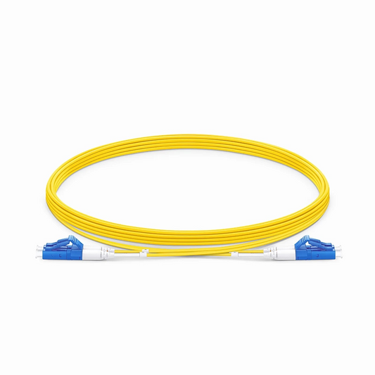 FyberOptix 5m (16ft) Fiber Patch Cable, 2 Fibers, LC UPC Duplex to LC UPC Duplex, Single Mode (OS2), Riser (OFNR), 1.2mm, Tight-Buffered, Yellow