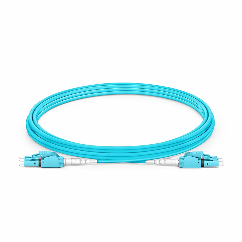 FyberOptix 3m (10ft) Fiber Patch Cable, 2 Fibers, LC UPC Duplex to LC UPC Duplex Switchable Clip Uniboot, Multimode (OM4), Riser (OFNR), 2.0mm, Aqua