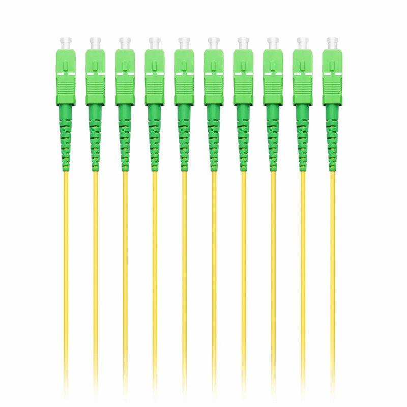 FyberOptix 3m (10ft) Fiber Patch Cable, 1 Fiber, SC APC Simplex to SC APC Simplex, Single Mode (OS2), Riser (OFNR), 2.0mm, Tight-Buffered, Yellow, 10 Pcs/Pack