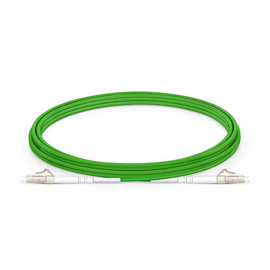 FyberOptix 3m (10ft) Fiber Patch Cable, 1 Fiber, LC UPC Simplex to LC UPC Simplex, Multimode (OM5), Riser (OFNR), 2.0mm, Tight-Buffered, Lime Green