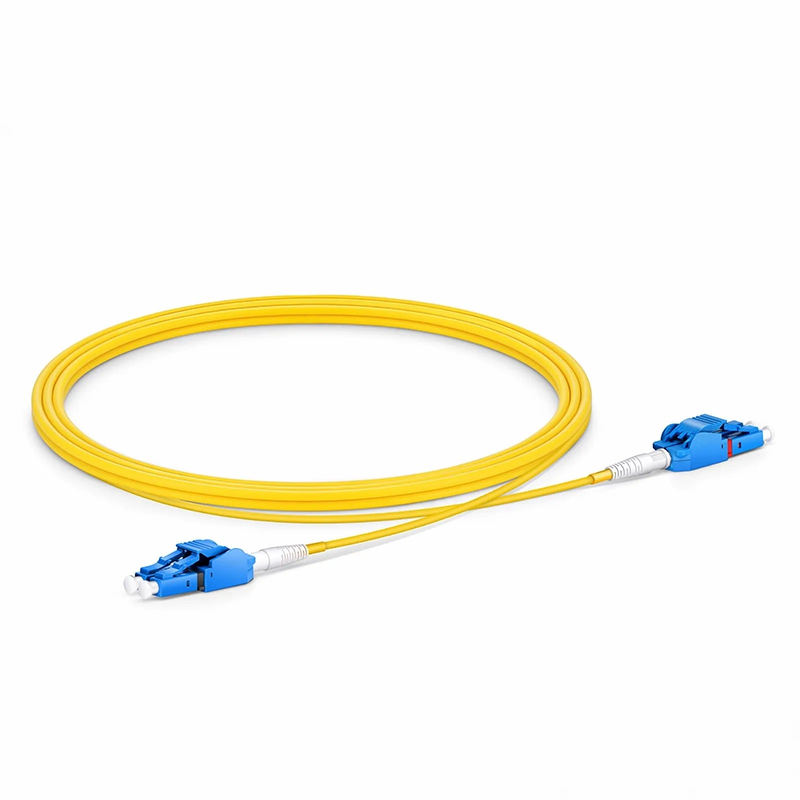 FyberOptix 2m (7ft) Fiber Patch Cable, 2 Fibers, LC UPC Duplex to LC UPC Duplex Switchable Clip Uniboot, Single Mode (OS2), Riser (OFNR), 2.0mm, Yellow