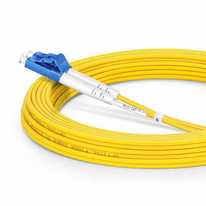 FyberOptix 5m (16ft) Fiber Patch Cable, 2 Fibers, LC UPC Duplex to FC UPC, Single Mode (OS2), Riser (OFNR), 2.0mm, Tight-Buffered, Yellow