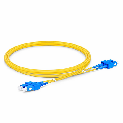 FyberOptix 1m (3ft) Fiber Patch Cable, 2 Fibers, SC UPC Duplex to SC UPC Duplex, Single Mode (OS2), Riser (OFNR), 2.0mm, Tight-Buffered, Yellow