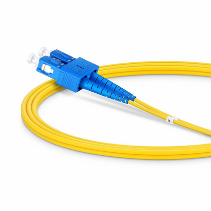 FyberOptix 1m (3ft) Fiber Patch Cable, 2 Fibers, SC UPC Duplex to SC UPC Duplex, Single Mode (OS2), Riser (OFNR), 2.0mm, Tight-Buffered, Yellow