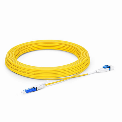 FyberOptix 10m (33ft) Fiber Patch Cable, 2 Fibers, CSA UPC Duplex to LC UPC Duplex Flat Clip Uniboot, Single Mode (OS2), Riser (OFNR), 2.0mm, Yellow, for 200/400G Network Connection