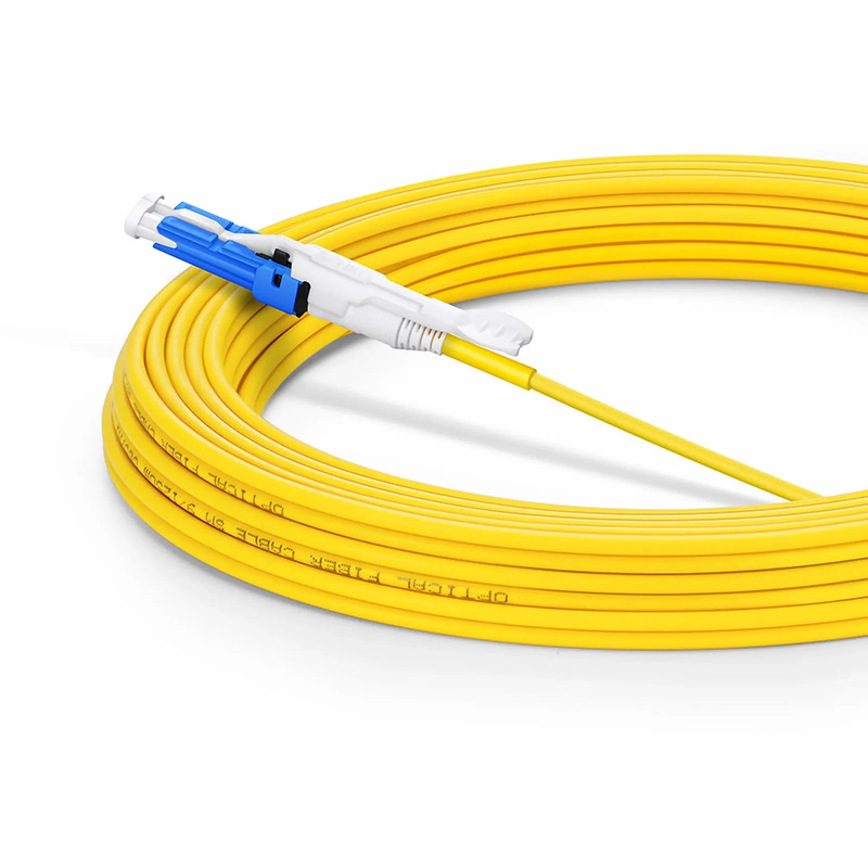 FyberOptix 10m (33ft) Fiber Patch Cable, 2 Fibers, CSA UPC Duplex to LC UPC Duplex Flat Clip Uniboot, Single Mode (OS2), Riser (OFNR), 2.0mm, Yellow, for 200/400G Network Connection