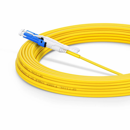 FyberOptix 10m (33ft) Fiber Patch Cable, 2 Fibers, CSA UPC Duplex to LC UPC Duplex Flat Clip Uniboot, Single Mode (OS2), Riser (OFNR), 2.0mm, Yellow, for 200/400G Network Connection