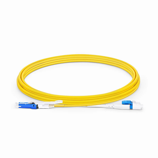 FyberOptix 3m (10ft) Fiber Patch Cable, 2 Fibers, CSâ„¢ UPC Duplex to LC UPC Duplex Flat Clip Uniboot, Single Mode (OS2), Riser (OFNR), 2.0mm, Yellow, for 200/400G Network Connection