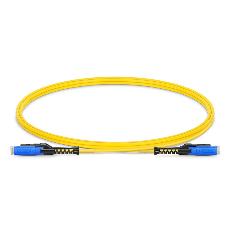 FyberOptix 1m (3ft) Fiber Patch Cable, 2 Fibers, MDC UPC Duplex to MDC UPC Duplex Uniboot, Single Mode (OS2), Riser (OFNR), 2.0mm, Yellow, for 100/400/800G Network Connection