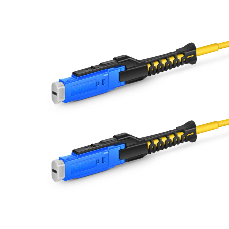 FyberOptix 1m (3ft) Fiber Patch Cable, 2 Fibers, MDC UPC Duplex to MDC UPC Duplex Uniboot, Single Mode (OS2), Riser (OFNR), 2.0mm, Yellow, for 100/400/800G Network Connection