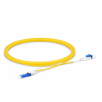 FyberOptix 2m (7ft) Fiber Patch Cable, 2 Fibers, CSA UPC Duplex to LC UPC Duplex Flat Clip Uniboot, Single Mode (OS2), Riser (OFNR), 2.0mm, Yellow, for 200/400G Network Connection