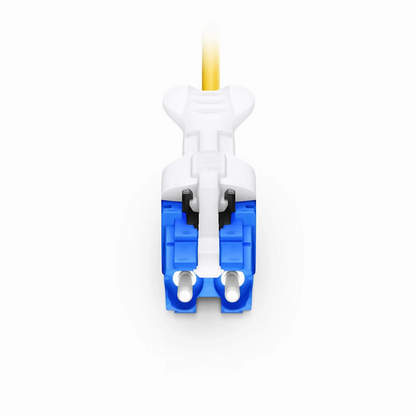 FyberOptix 2m (7ft) Fiber Patch Cable, 2 Fibers, CSA UPC Duplex to LC UPC Duplex Flat Clip Uniboot, Single Mode (OS2), Riser (OFNR), 2.0mm, Yellow, for 200/400G Network Connection