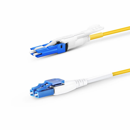 FyberOptix 2m (7ft) Fiber Patch Cable, 2 Fibers, CSA UPC Duplex to LC UPC Duplex Flat Clip Uniboot, Single Mode (OS2), Riser (OFNR), 2.0mm, Yellow, for 200/400G Network Connection