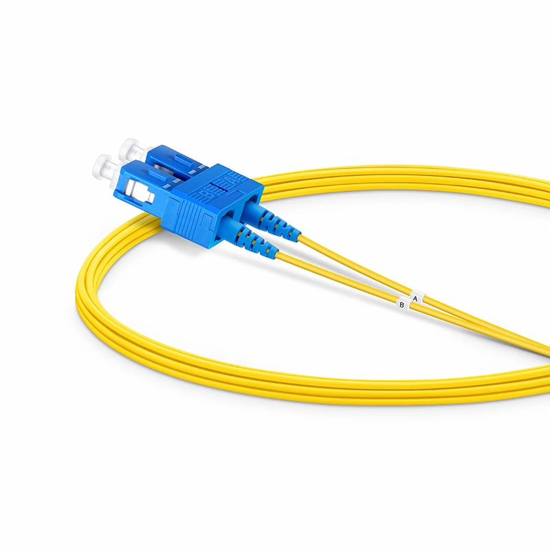 FyberOptix 5m (16ft) Fiber Patch Cable, 2 Fibers, LC UPC Duplex to SC UPC Duplex, Single Mode (OS2), Riser (OFNR), 1.2mm, Tight-Buffered, Yellow