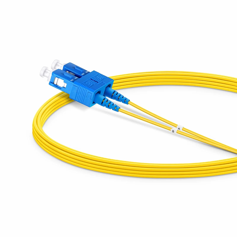 FyberOptix 5m (16ft) Fiber Patch Cable, 2 Fibers, LC UPC Duplex to SC UPC Duplex, Single Mode (OS2), Riser (OFNR), 1.2mm, Tight-Buffered, Yellow