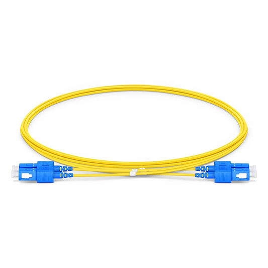 FyberOptix 2m (7ft) Fiber Patch Cable, 2 Fibers, SC UPC Duplex to SC UPC Duplex, Single Mode (OS2), Riser (OFNR), 1.2mm, Tight-Buffered, Yellow