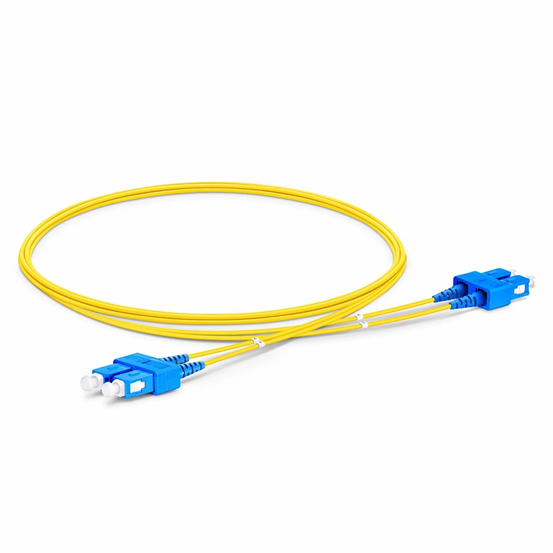 FyberOptix 2m (7ft) Fiber Patch Cable, 2 Fibers, SC UPC Duplex to SC UPC Duplex, Single Mode (OS2), Riser (OFNR), 1.2mm, Tight-Buffered, Yellow