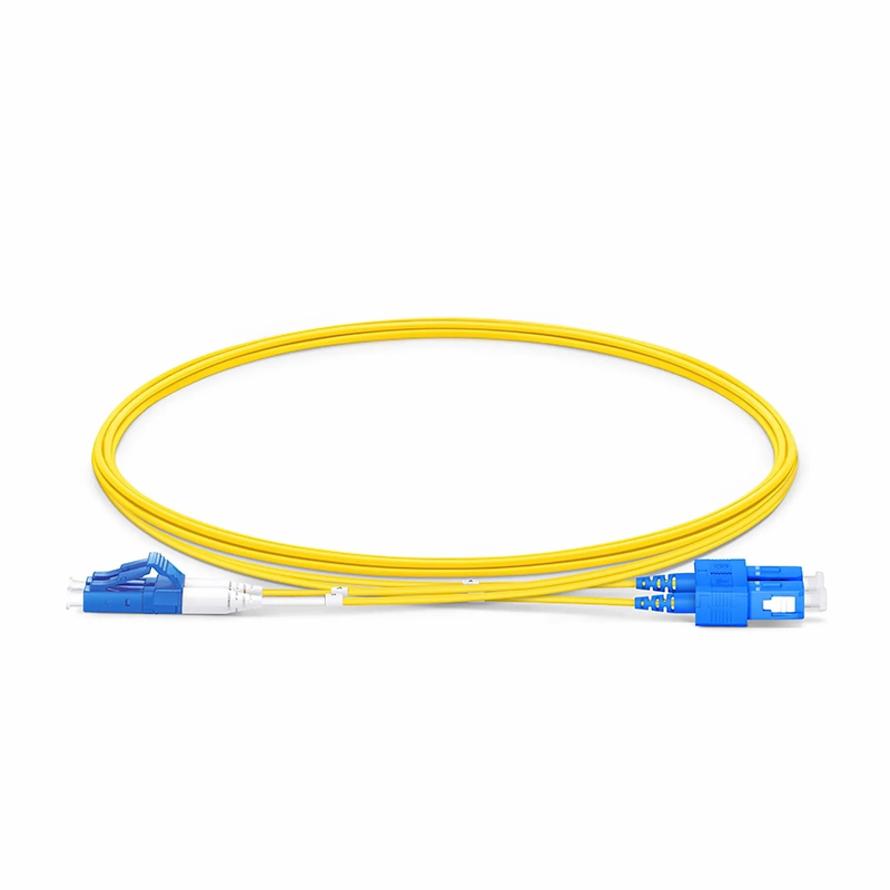FyberOptix 2m (7ft) Fiber Patch Cable, 2 Fibers, LC UPC Duplex to SC UPC Duplex, Single Mode (OS2), Riser (OFNR), 1.2mm, Tight-Buffered, Yellow