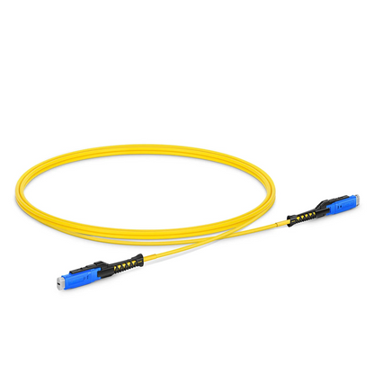 FyberOptix 1m (3ft) Fiber Patch Cable, 2 Fibers, MDC UPC Duplex to MDC UPC Duplex Uniboot, Single Mode (OS2), Riser (OFNR), 2.0mm, Yellow, for 100/400/800G Network Connection