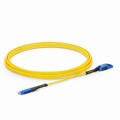 FyberOptix 3m (10ft) Fiber Patch Cable, 2 Fibers, MDC UPC Duplex to LC UPC Duplex Flat Clip with Push-Pull Boot Uniboot, Single Mode (OS2), Riser (OFNR), 2.0mm, Yellow, for 100/400/800G Network Connection