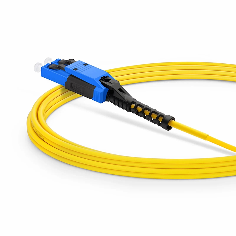FyberOptix 3m (10ft) Fiber Patch Cable, 2 Fibers, MDC UPC Duplex to LC UPC Duplex Flat Clip with Push-Pull Boot Uniboot, Single Mode (OS2), Riser (OFNR), 2.0mm, Yellow, for 100/400/800G Network Connection