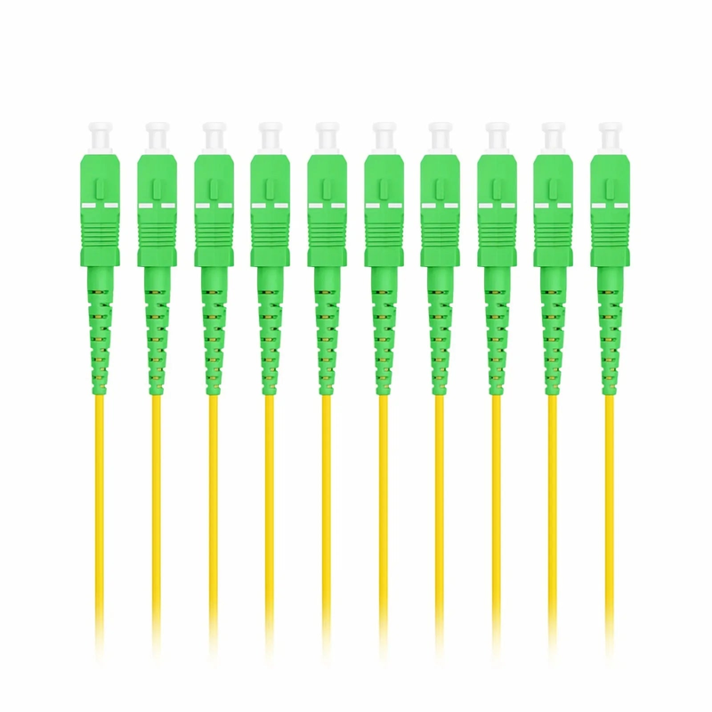 FyberOptix 1m (3ft) Fiber Patch Cable, 1 Fiber, SC APC Simplex to SC APC Simplex, Single Mode (OS2), Riser (OFNR), 2.0mm, Tight-Buffered, Yellow, 10 Pcs/Pack