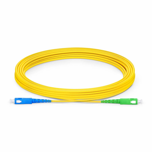FyberOptix 5m (16ft) Fiber Patch Cable, 1 Fiber, SC UPC Simplex to SC APC Simplex, Single Mode (OS2), Riser (OFNR), 2.0mm, Tight-Buffered, Yellow