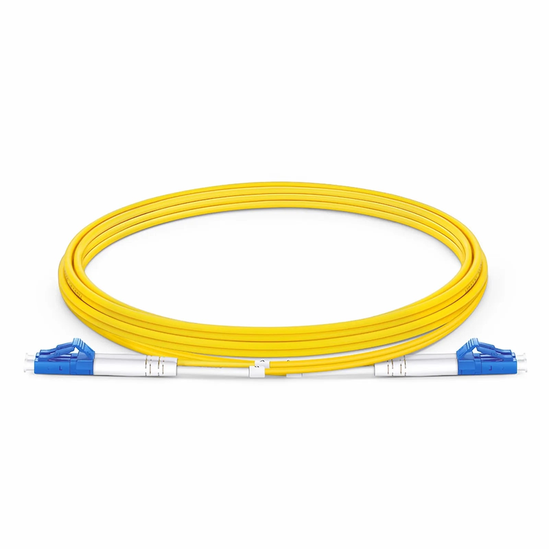 FyberOptix 2m (7ft) Fiber Patch Cable, 2 Fibers, Grade B, LC UPC Duplex to LC UPC Duplex, Single Mode (OS2), Riser (OFNR), 2.0mm, Typical 0.12dB IL, Tight-Buffered, Yellow