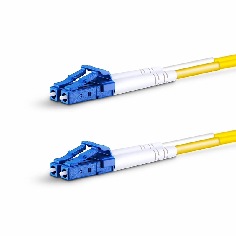 FyberOptix 2m (7ft) Fiber Patch Cable, 2 Fibers, Grade B, LC UPC Duplex to LC UPC Duplex, Single Mode (OS2), Riser (OFNR), 2.0mm, Typical 0.12dB IL, Tight-Buffered, Yellow