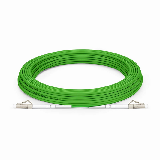 FyberOptix 10m (33ft) Fiber Patch Cable, 1 Fiber, LC UPC Simplex to LC UPC Simplex, Multimode (OM5), Riser (OFNR), 2.0mm, Tight-Buffered, Lime Green