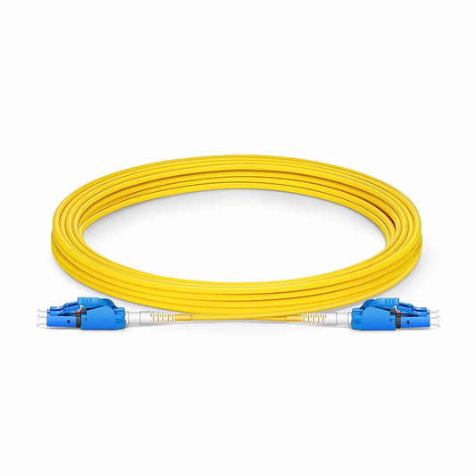 FyberOptix 5m (16ft) Fiber Patch Cable, 2 Fibers, LC UPC Duplex to LC UPC Duplex Switchable Clip Uniboot, Single Mode (OS2), Riser (OFNR), 2.0mm, Yellow