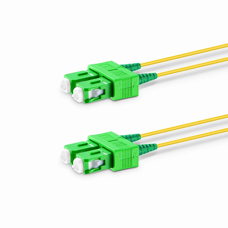 FyberOptix 3m (10ft) Fiber Patch Cable, 2 Fibers, SC APC Duplex to SC APC Duplex, Single Mode (OS2), Riser (OFNR), 1.2mm, Tight-Buffered, Yellow