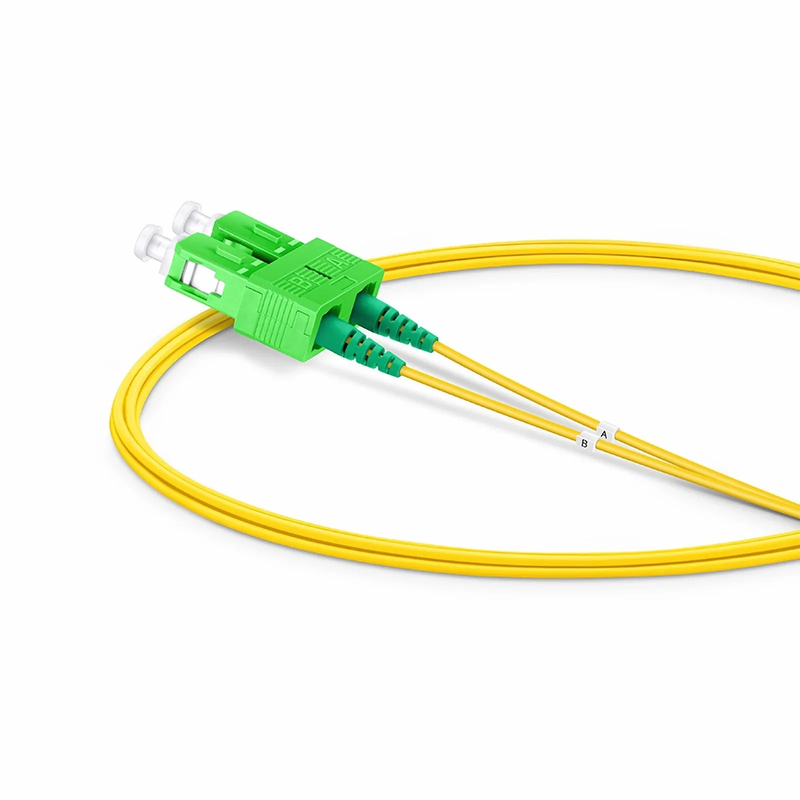 FyberOptix 2m (7ft) Fiber Patch Cable, 2 Fibers, SC APC Duplex to SC APC Duplex, Single Mode (OS2), Riser (OFNR), 1.2mm, Tight-Buffered, Yellow