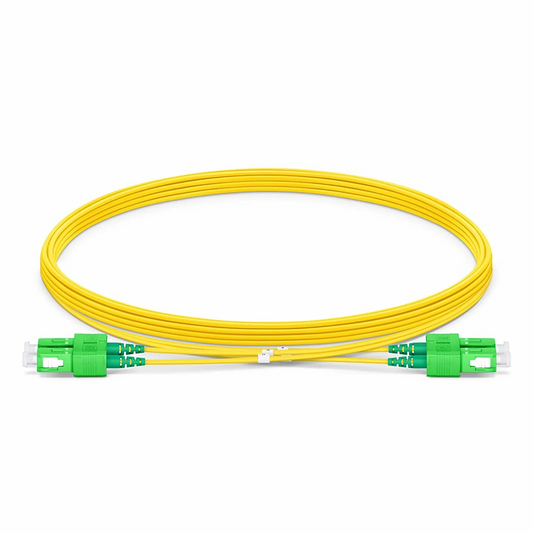 FyberOptix 5m (16ft) Fiber Patch Cable, 2 Fibers, SC APC Duplex to SC APC Duplex, Single Mode (OS2), Riser (OFNR), 1.2mm, Tight-Buffered, Yellow