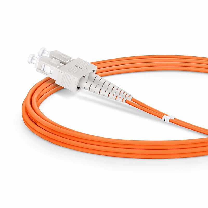FyberOptix 2m (7ft) Fiber Patch Cable, 2 Fibers, LC UPC Duplex to SC UPC Duplex, Multimode (OM2), Riser (OFNR), 2.0mm, Tight-Buffered, Orange