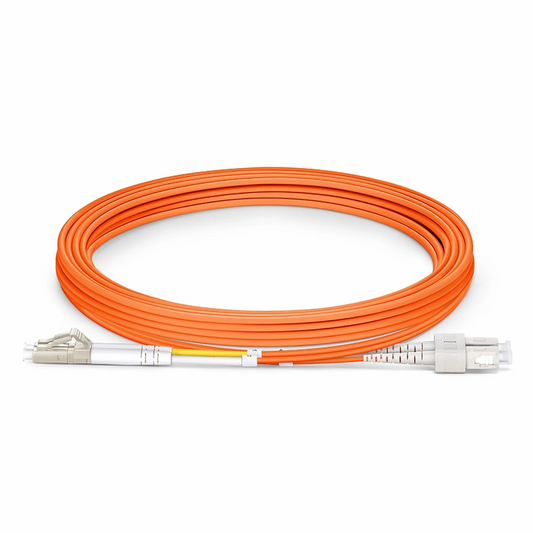 FyberOptix 3m (10ft) Fiber Patch Cable, 2 Fibers, G.651, LC UPC Duplex to SC UPC Duplex, Multimode (OM1), Riser (OFNR), 2.0mm, Tight-Buffered, Orange