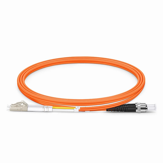 FyberOptix 1m (3ft) Fiber Patch Cable, 2 Fibers, G.651, LC UPC Duplex to ST UPC, Multimode (OM1), Riser (OFNR), 2.0mm, Tight-Buffered, Orange