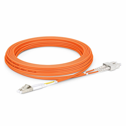FyberOptix 5m (16ft) Fiber Patch Cable, 2 Fibers, G.651, LC UPC Duplex to SC UPC Duplex, Multimode (OM1), Riser (OFNR), 2.0mm, Tight-Buffered, Orange