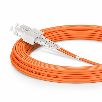 FyberOptix 5m (16ft) Fiber Patch Cable, 2 Fibers, G.651, LC UPC Duplex to SC UPC Duplex, Multimode (OM1), Riser (OFNR), 2.0mm, Tight-Buffered, Orange