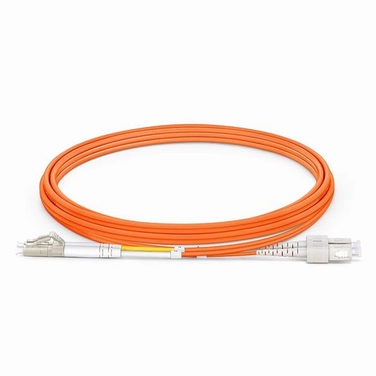 FyberOptix 2m (7ft) Fiber Patch Cable, 2 Fibers, G.651, LC UPC Duplex to SC UPC Duplex, Multimode (OM1), Riser (OFNR), 2.0mm, Tight-Buffered, Orange