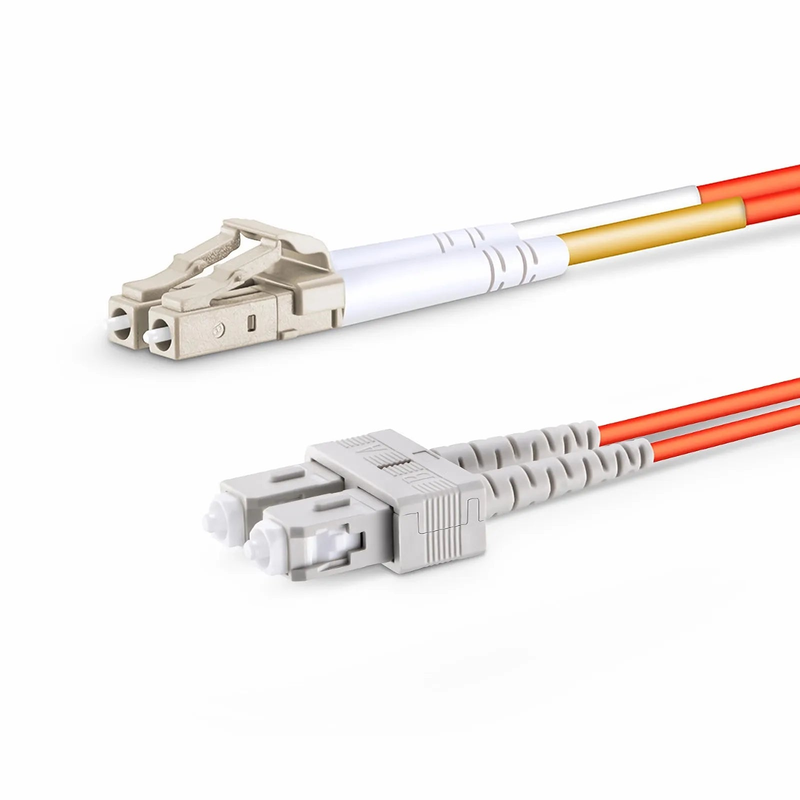 FyberOptix 2m (7ft) Fiber Patch Cable, 2 Fibers, G.651, LC UPC Duplex to SC UPC Duplex, Multimode (OM1), Riser (OFNR), 2.0mm, Tight-Buffered, Orange