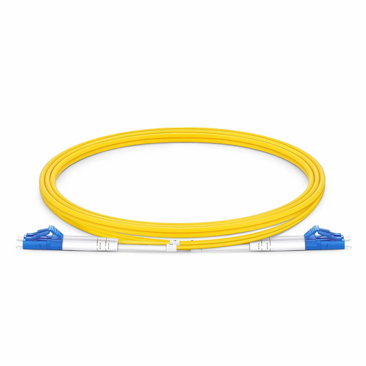 FyberOptix 1m (3ft) Fiber Patch Cable, 2 Fibers, LC UPC Duplex to LC UPC Duplex, Single Mode (OS2), Riser (OFNR), 2.0mm, Tight-Buffered, Yellow