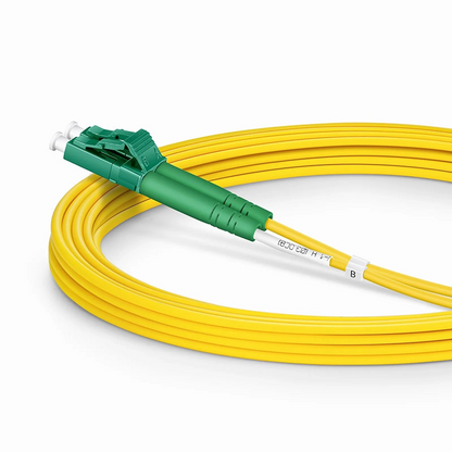 FyberOptix 3m (10ft) Fiber Patch Cable, 2 Fibers, LC APC Duplex to LC APC Duplex, Single Mode (OS2), Riser (OFNR), 2.0mm, Tight-Buffered, Yellow