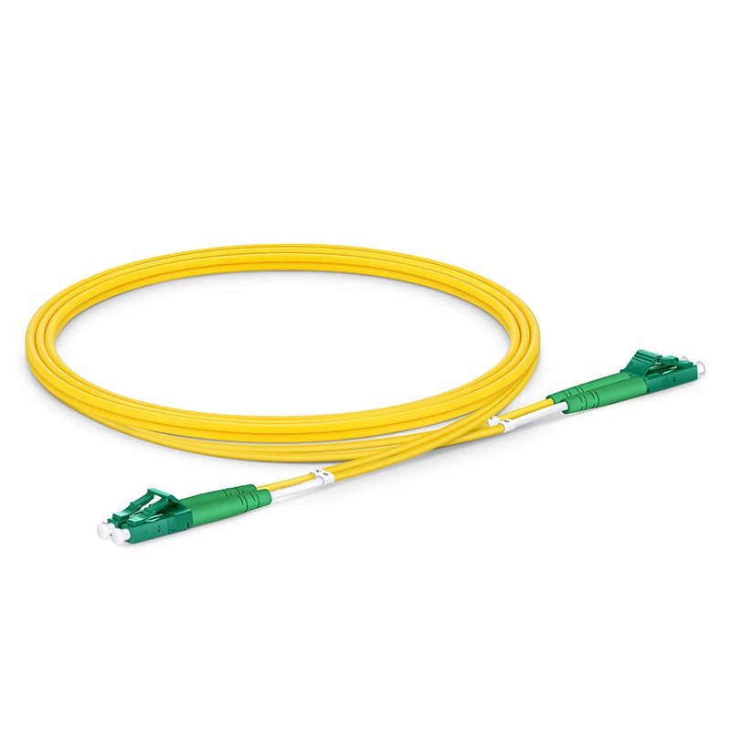 FyberOptix 1m (3ft) Fiber Patch Cable, 2 Fibers, LC APC Duplex to LC APC Duplex, Single Mode (OS2), Riser (OFNR), 2.0mm, Tight-Buffered, Yellow