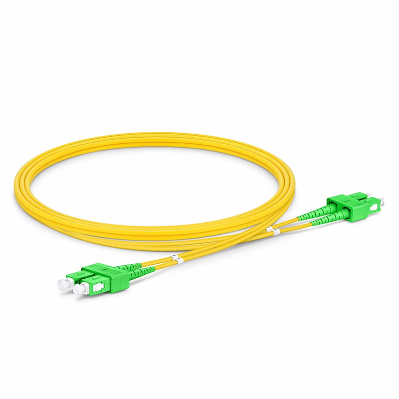 FyberOptix 1m (3ft) Fiber Patch Cable, 2 Fibers, SC APC Duplex to SC APC Duplex, Single Mode (OS2), Riser (OFNR), 2.0mm, Tight-Buffered, Yellow