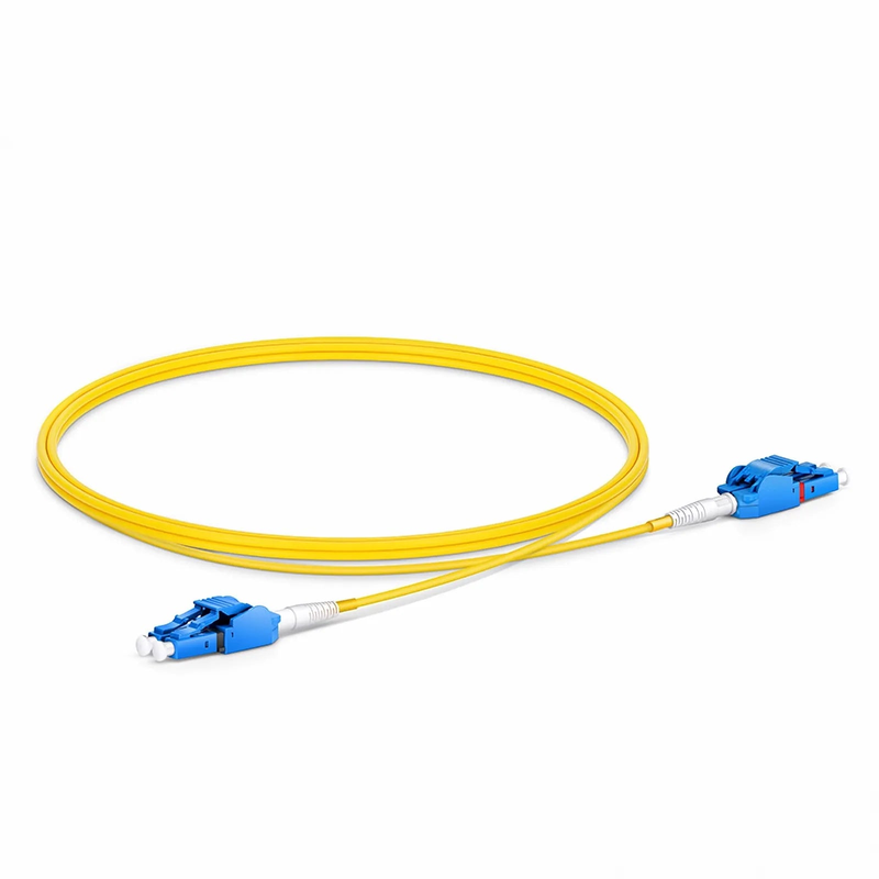 FyberOptix 1m (3ft) Fiber Patch Cable, 2 Fibers, LC UPC Duplex to LC UPC Duplex Switchable Clip Uniboot, Single Mode (OS2), Riser (OFNR), 2.0mm, Yellow