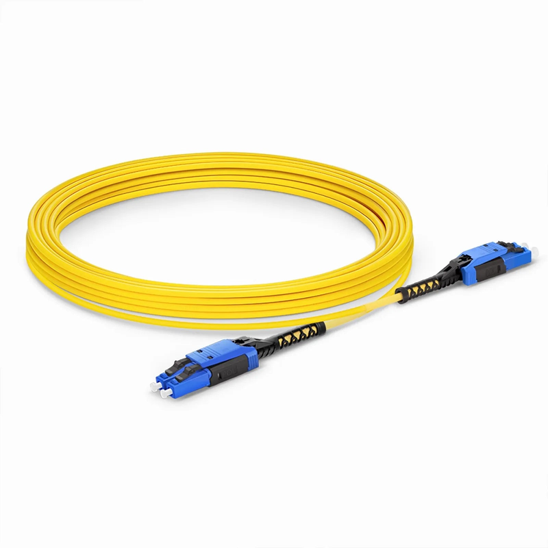 FyberOptix 20m (66ft) Fiber Patch Cable, 2 Fibers, LC UPC Duplex to LC UPC Duplex Flat Clip with Push-Pull Boot Uniboot, Single Mode (OS2), Riser (OFNR), 2.0mm, Yellow