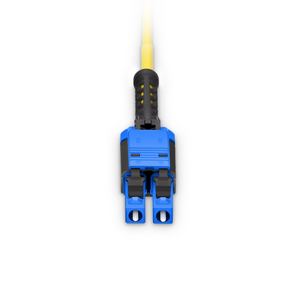 FyberOptix 20m (66ft) Fiber Patch Cable, 2 Fibers, LC UPC Duplex to LC UPC Duplex Flat Clip with Push-Pull Boot Uniboot, Single Mode (OS2), Riser (OFNR), 2.0mm, Yellow