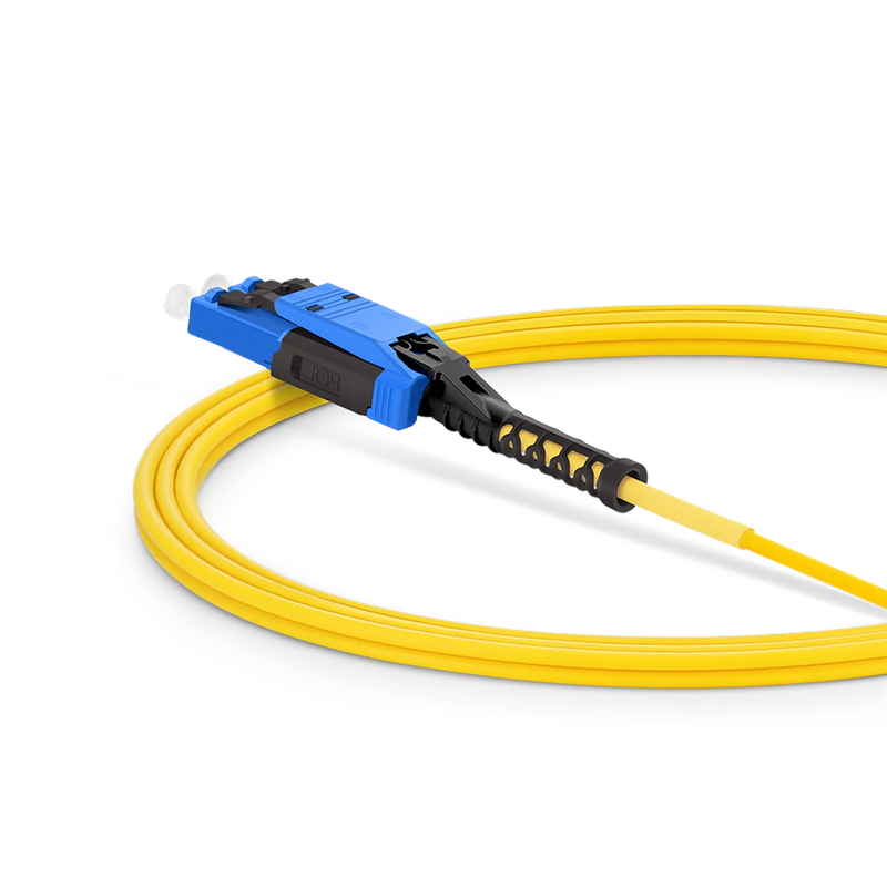 FyberOptix 3m (10ft) Fiber Patch Cable, 2 Fibers, LC UPC Duplex to LC UPC Duplex Flat Clip with Push-Pull Boot Uniboot, Single Mode (OS2), Riser (OFNR), 2.0mm, Yellow